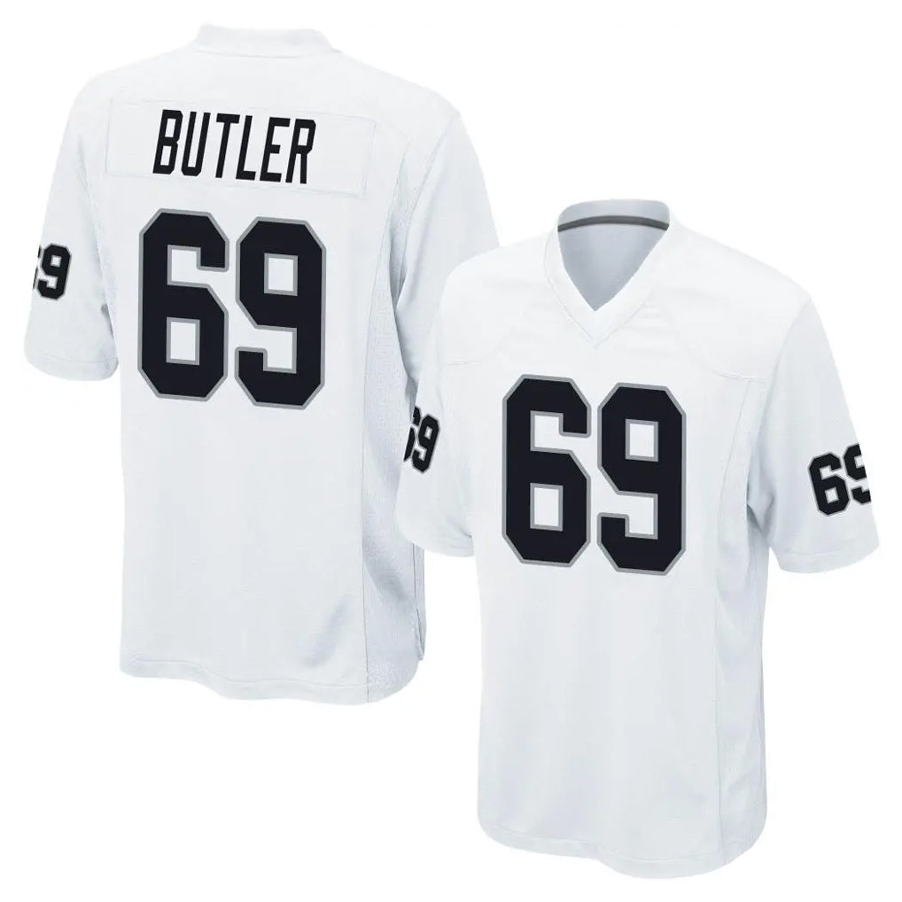 LV.Raiders #69 Adam Butler Player White Home Game Gdoa Stitched Jerseys