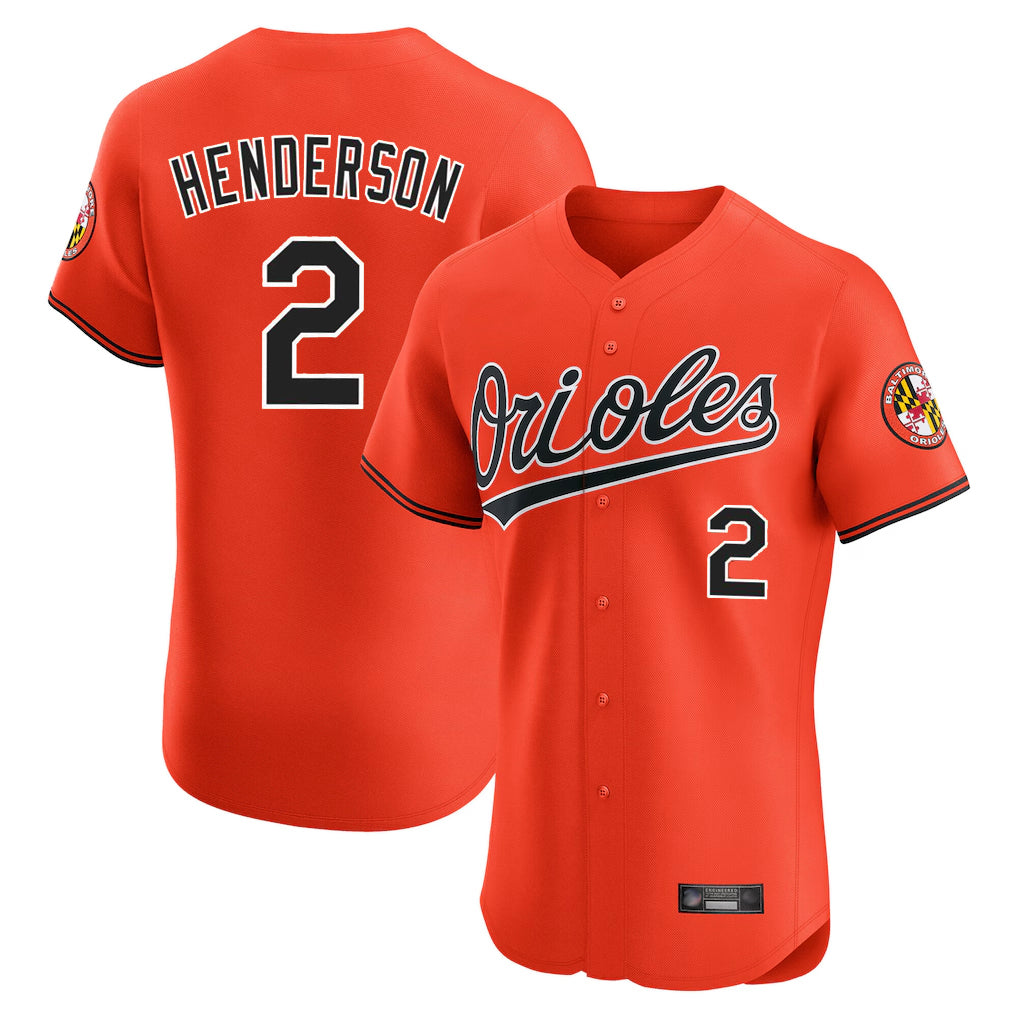 B.Orioles #2 Gunnar Henderson Player Orange Limited Elite Home Game Gdoa Stitched Jerseys