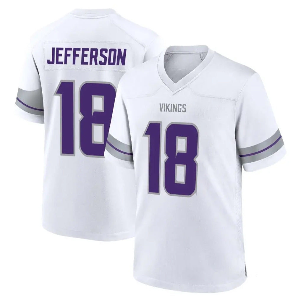 M.Vikings #18 Justin Jefferson Player White Alternate Home Game Gdoa Stitched Jerseys