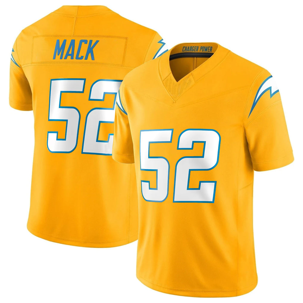 LA.Chargers #52 Khalil Mack Player Gold Limited Vapor F.U.S.E. Home Game Gdoa Stitched Jerseys