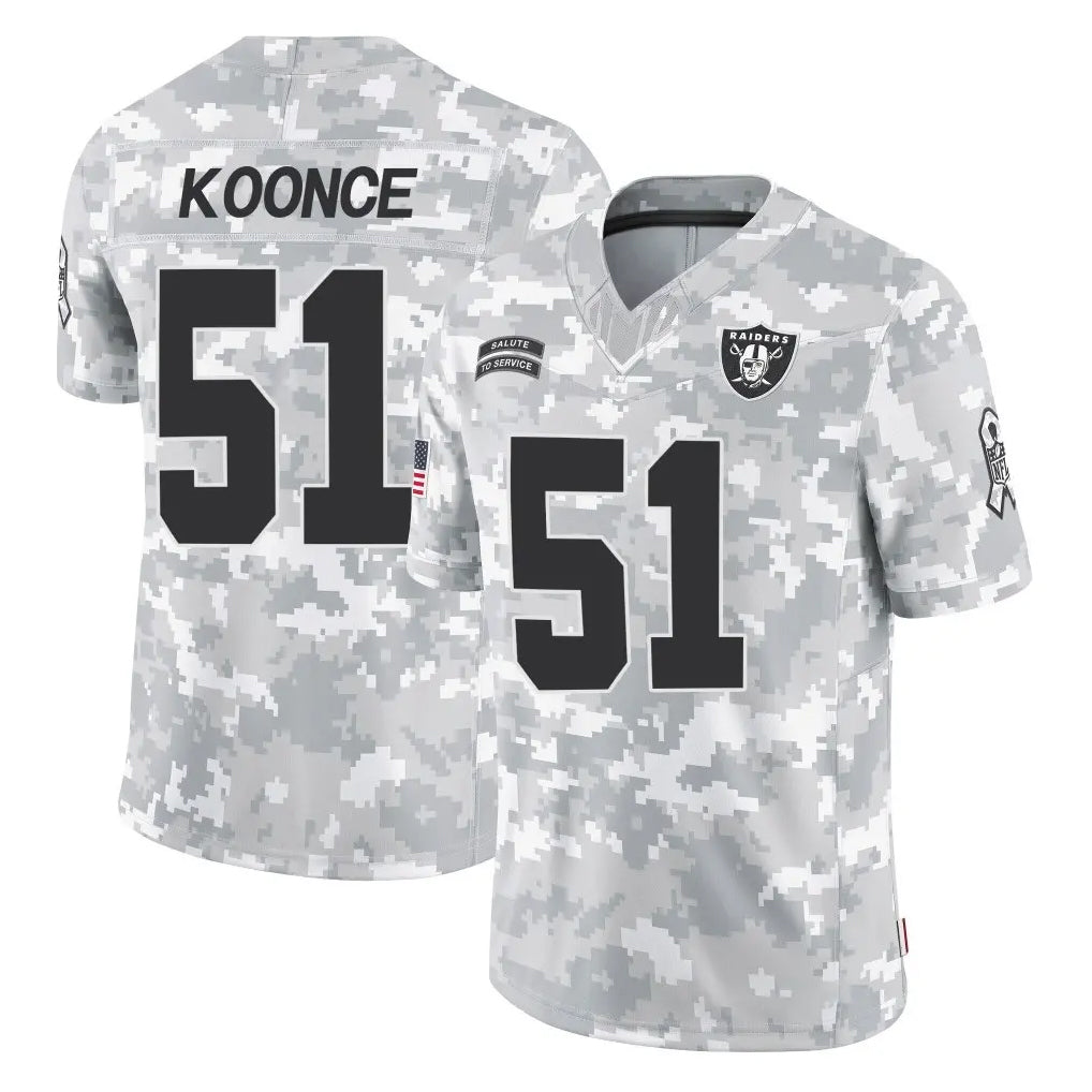 LV.Raiders #51 Malcolm Koonce Player Arctic Camo Salute To Service Limited Game Gdoa Stitched Jerseys