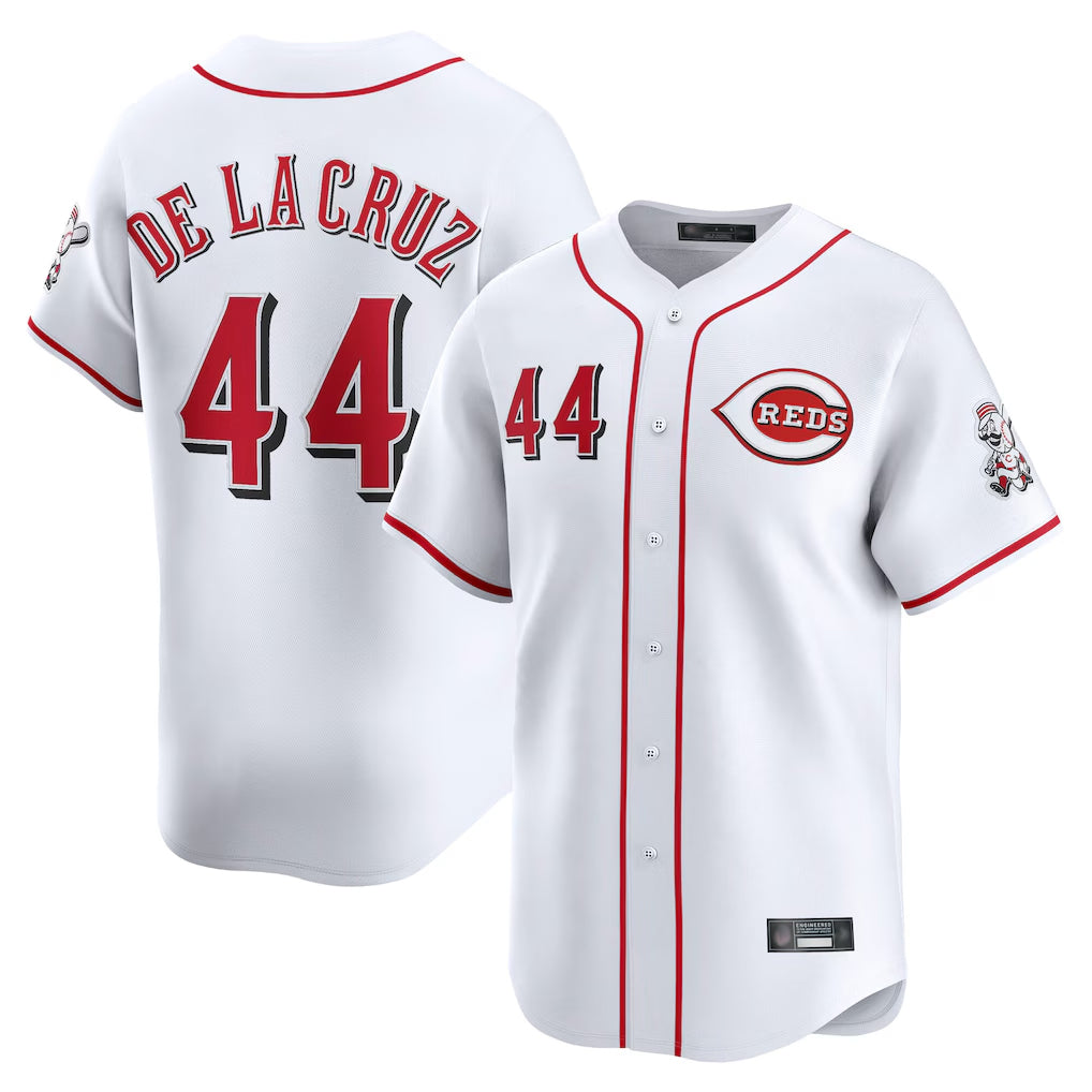 C.Reds #44 Elly De La Cruz Player White Home Limited Gdoa Stitched Jerseys