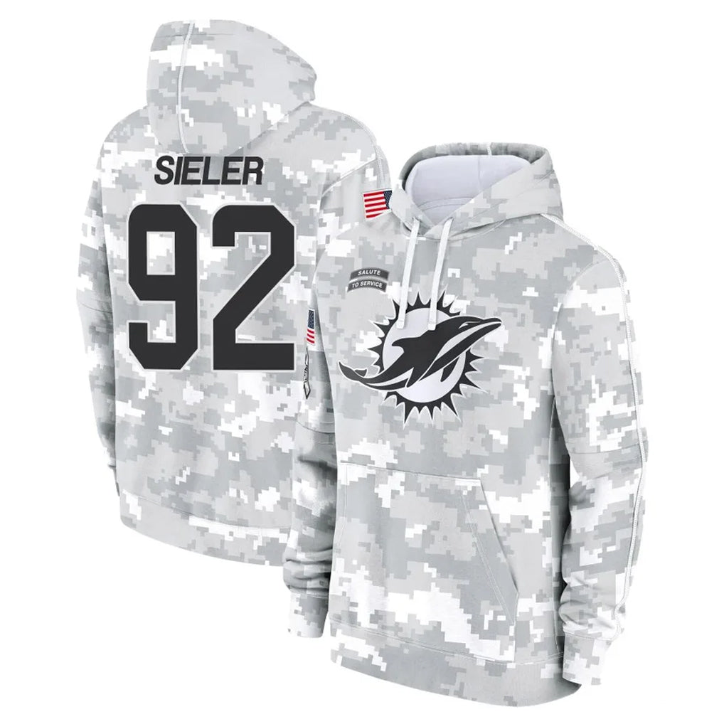 M.Dolphins #92 Zach Sieler Player Arctic Camo Salute to Service Hoodies Limited Game Gdoa Stitched Jerseys