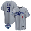 LA.Dodgers #3 Edwin D¨ªaz Player Gray World Series Meet Game Home Fdoa Stitched Jerseys