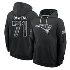 NE.Patriots #71 Mike Onwenu Player 2026 Black Logo Pullover Hoodies Limited Game Gdoa Stitched Jerseys