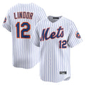 NY.Mets #12 Francisco Lindor Player White Home Limited Fdoa Stitched Jerseys