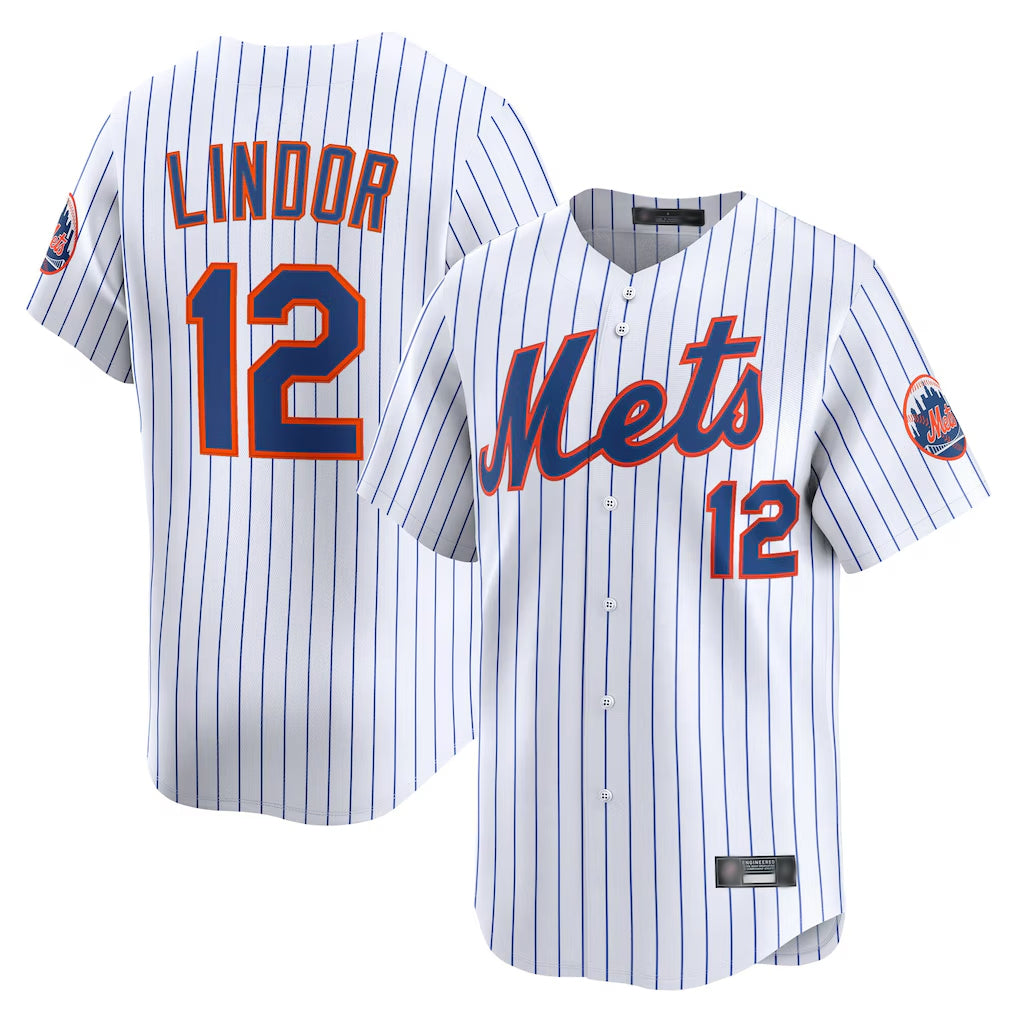 NY.Mets #12 Francisco Lindor Player White Home Limited Fdoa Stitched Jerseys