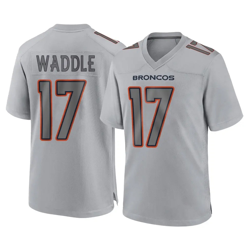 D.Broncos #17 Jaylen Waddle Player Gray Atmosphere Fashion Limited Game Gdoa Stitched Jerseys