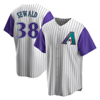 A.Diamondbacks #38 Paul Sewald Player  Cream Purple Alternate Cooperstown Collection Stitched Jersey