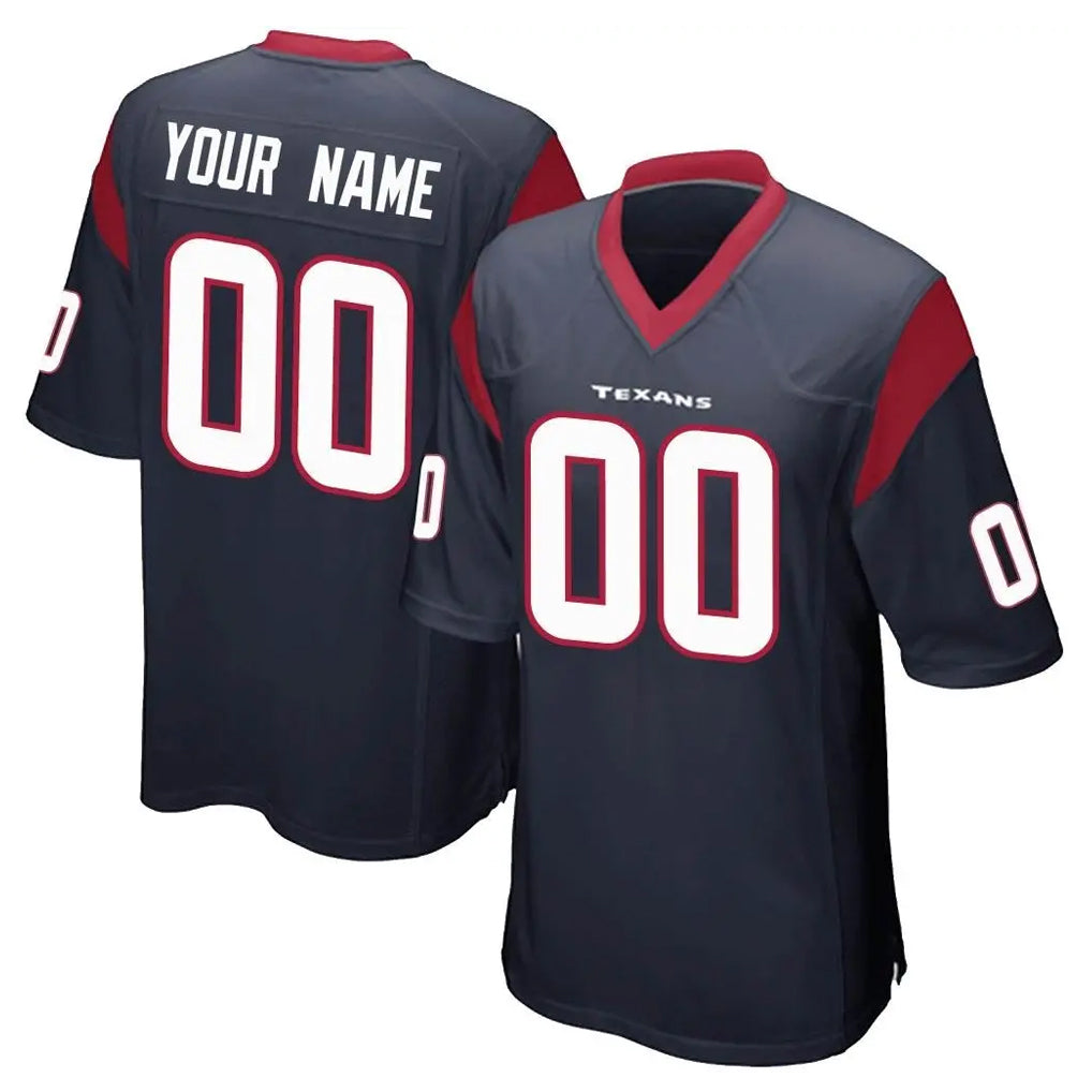 Custom H.Texans Navy Home Game Any Name & Numbers Gdoa Stitched Jerseys