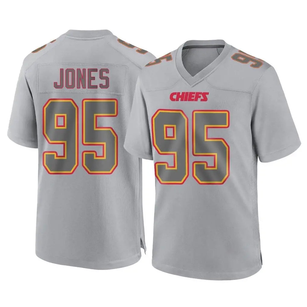 KC.Chiefs #95 Chris Jones Player Gray Atmosphere Fashion Game Gdoa Stitched Jerseys