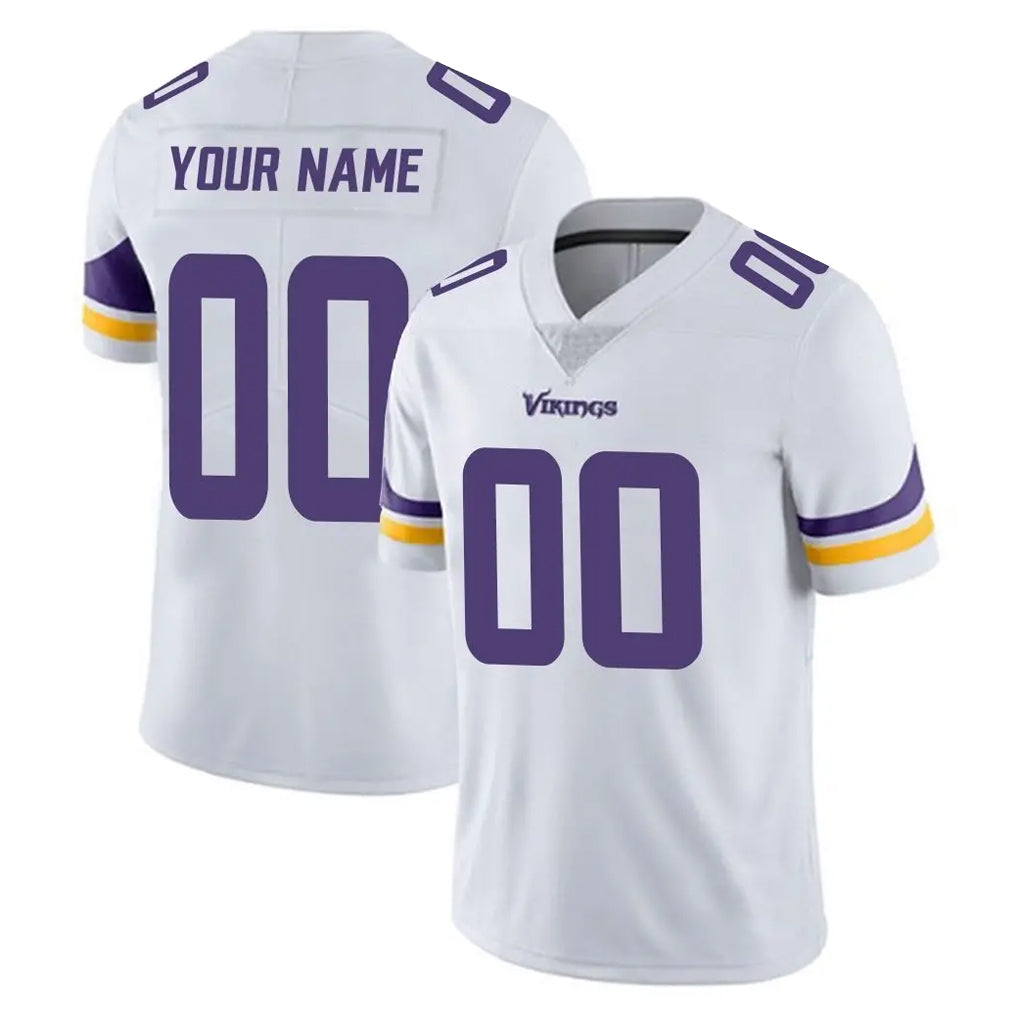 Custom M.Vikings White Limited Vapor Untouchable Home Game Any Name & Numbers Gdoa Stitched Jerseys