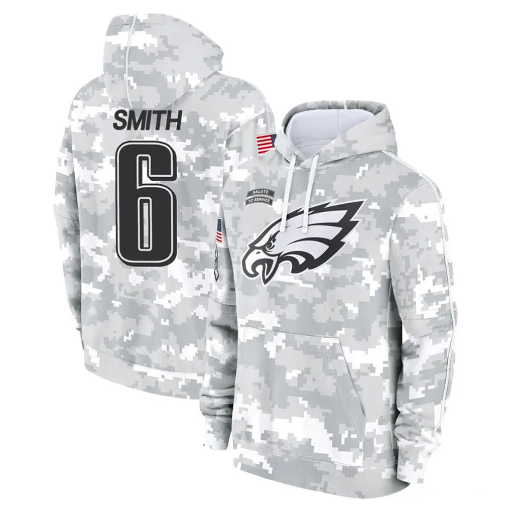 P.Eagles #6 DeVonta Smith Player Arctic Camo Salute to Service Pullover Hoodies Limited Game Gdoa Stitched Jerseys