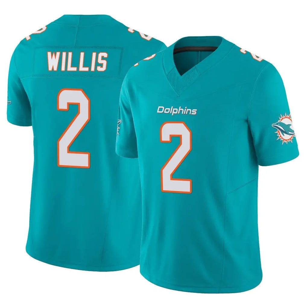 M.Dolphins #2 Malik Willis Player Aqua Limited Vapor F.U.S.E. Home Game Gdoa Stitched Jerseys