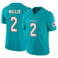 M.Dolphins #2 Malik Willis Player Aqua Limited Vapor F.U.S.E. Home Game Gdoa Stitched Jerseys