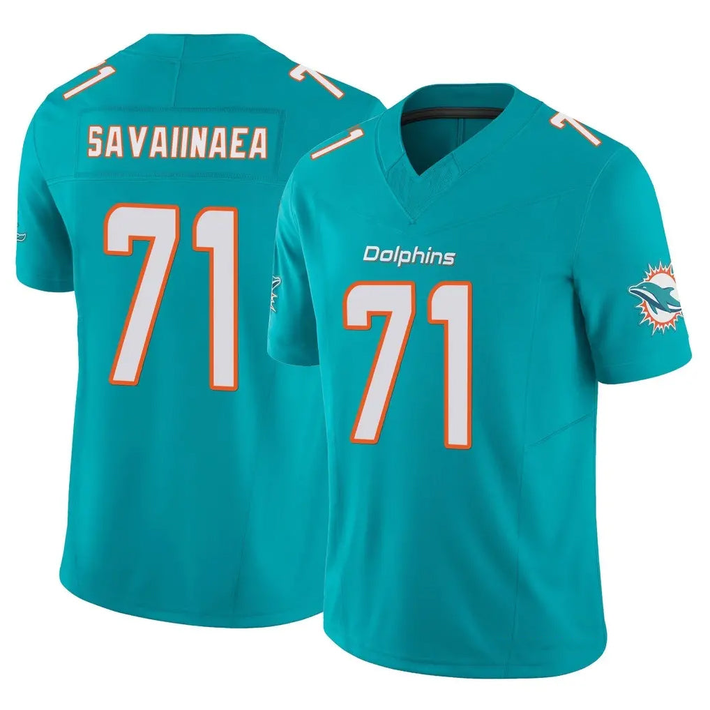 M.Dolphins #71 Jonah Savaiinaea Player Aqua Limited Vapor F.U.S.E. Home Game Gdoa Stitched Jerseys