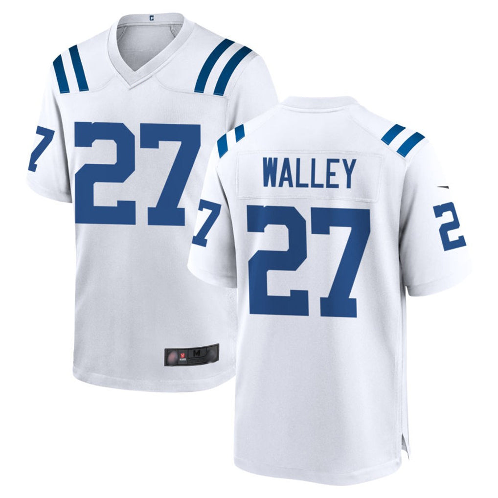 IN.Colts #27 Justin Walley Player White Home Game Gdoa Stitched Jerseys