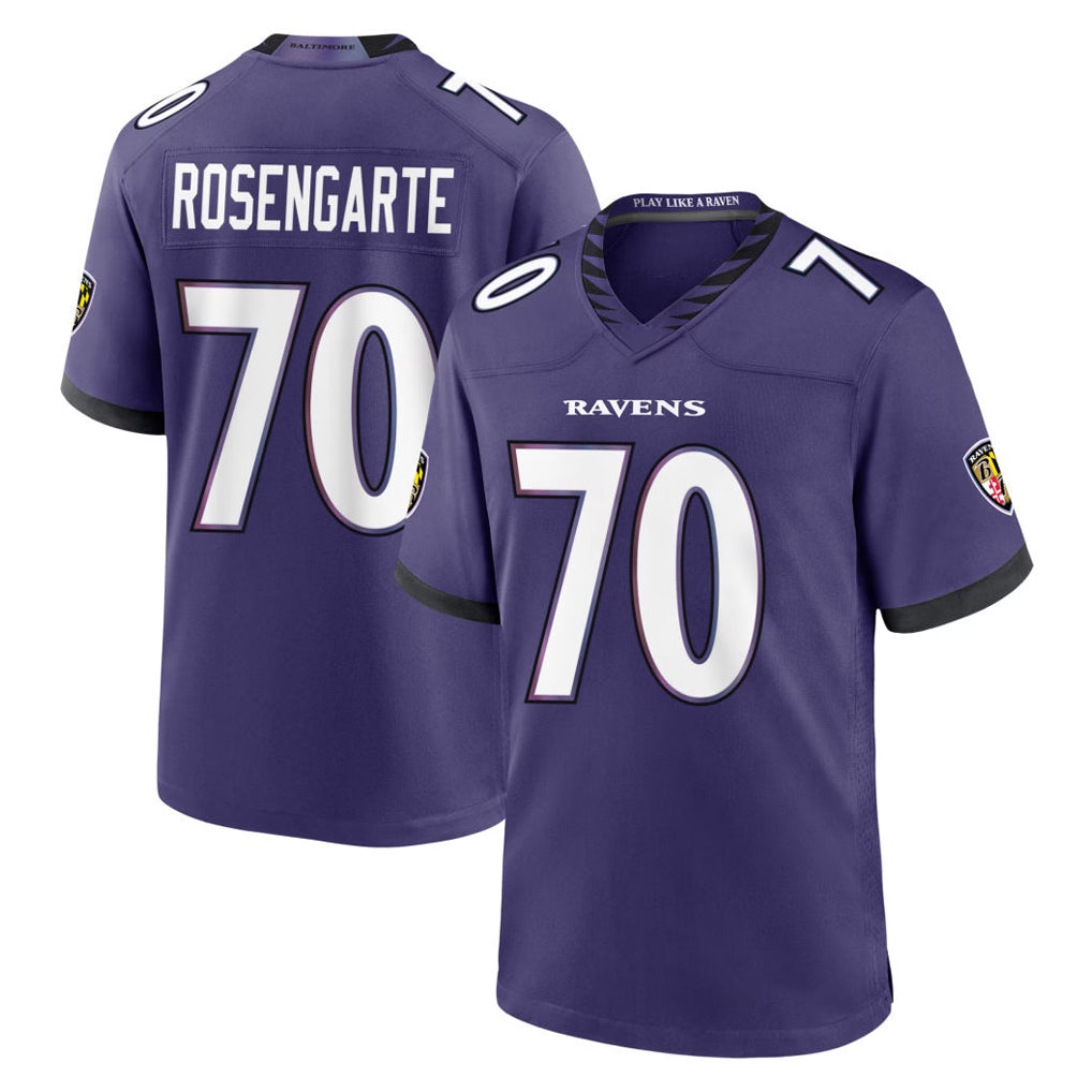 B.Ravens #70 Roger Rosengarten Player Purple Limited Home Game Gdoa Stitched Jerseys