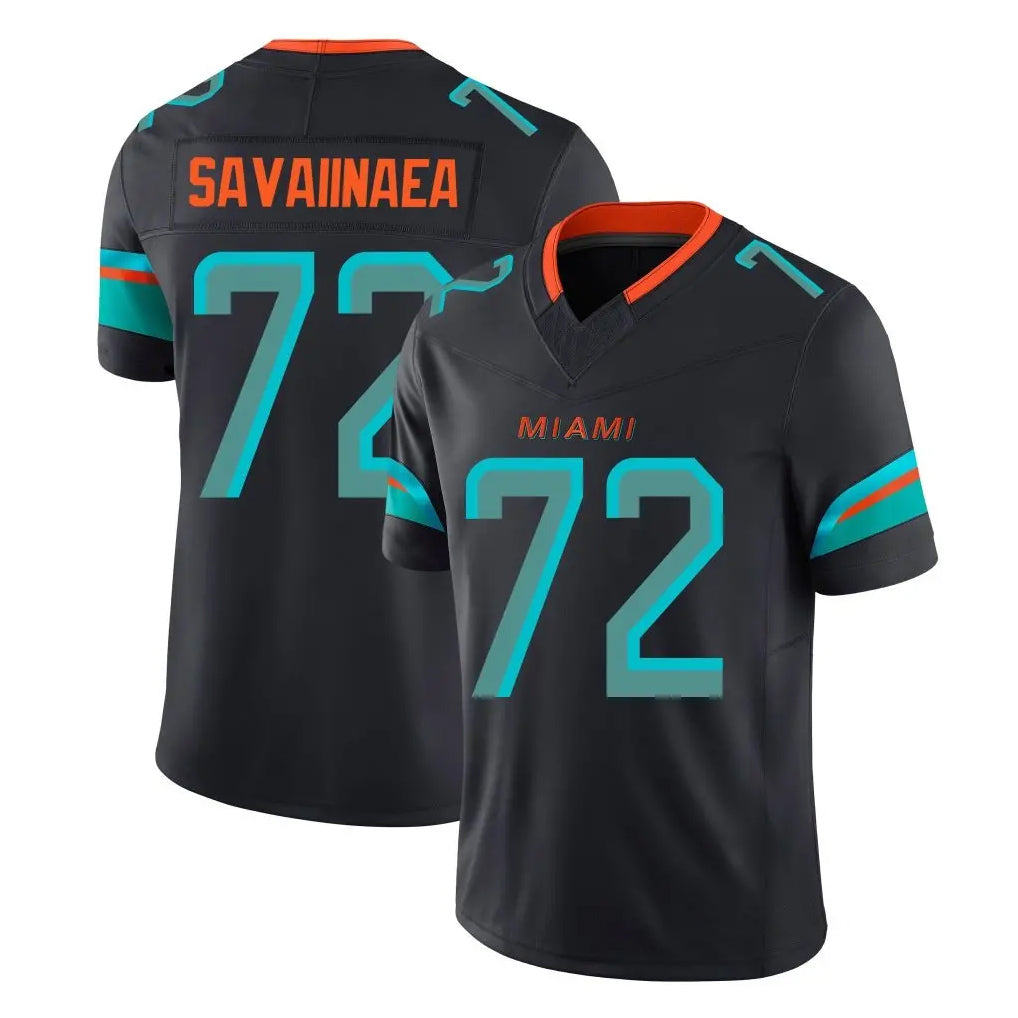 M.Dolphins #72 Jonah Savaiinaea Player Black Limited Pitch Rivalries Collection Home Game Gdoa Stitched Jerseys