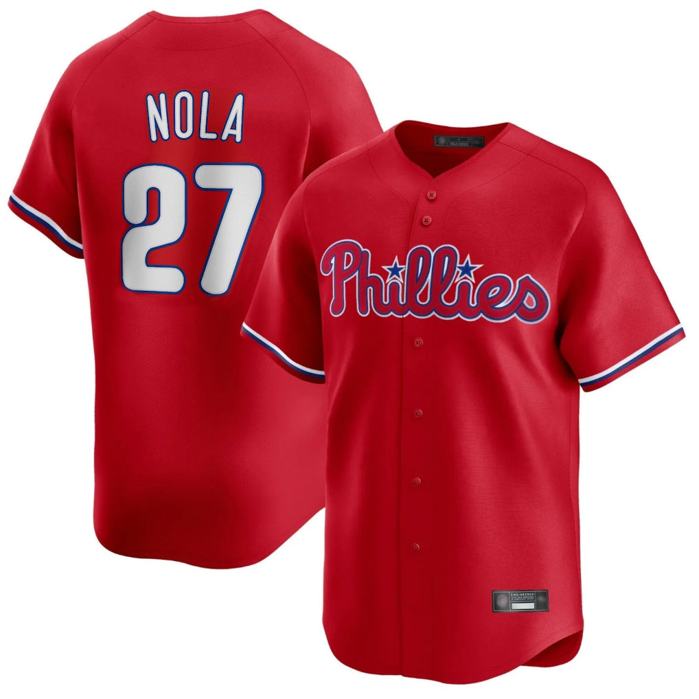 P.Phillies #27 Aaron Nola Player Red Home Limited Fdoa Stitched Jerseys