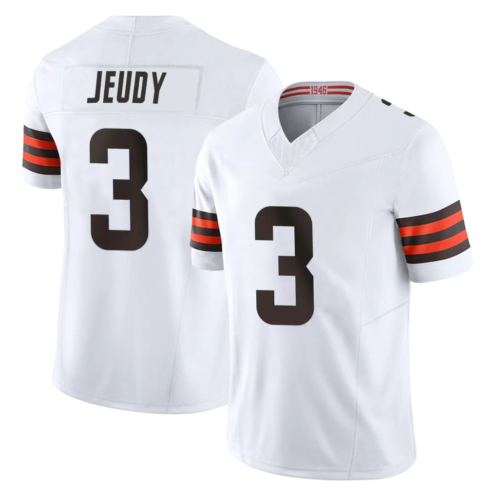 C.Browns #3 Jerry Jeudy Player White Vapor F.U.S.E. Limited Home Game Gdoa Stitched Jerseys