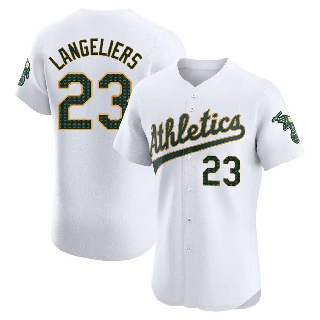 Athletics #23 Shea Langeliers Player White Limited Elite Home Game Gdoa Stitched Jerseys