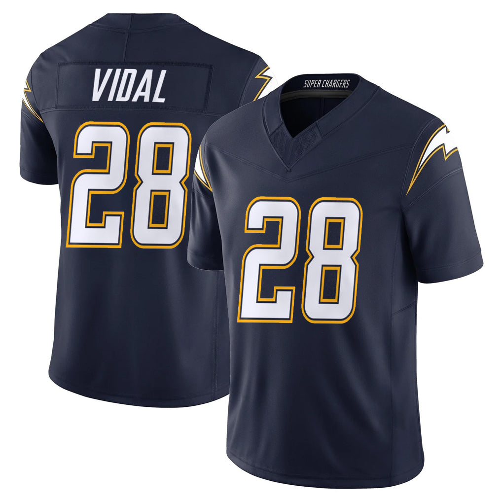 LA.Chargers #28 Kimani Vidal Player Navy Vapor F.U.S.E. Limited Home Game Gdoa Stitched Jerseys