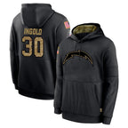 LA.Chargers #30 Alec Ingold Player Black Salute to Service Hoodies Limited Game Gdoa Stitched Jerseys