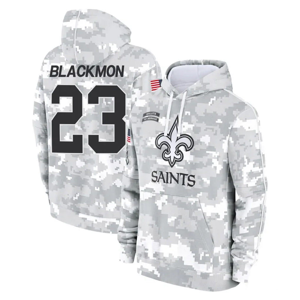 NO.Saints #23 Julian Blackmon Player Arctic Camo Salute to Service Pullover Hoodies Limited Game Gdoa Stitched Jerseys