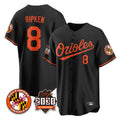 B.Orioles #8 Cal Ripken Player Black 30th Anniversary of 2131 Home Game Gdoa Stitched Jerseys