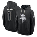 MN.Vikings #1 Kyler Murray Player 2026 Black Logo Pullover Hoodies Limited Game Gdoa Stitched Jerseys