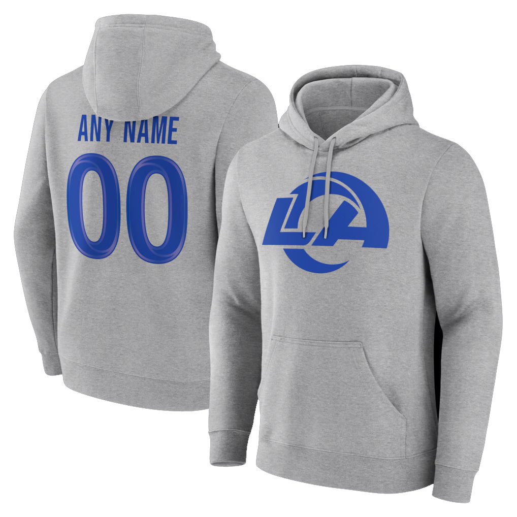 Custom LA.Rams Light Gray Pullover Hoodie Limited Game Any Name & Numbers Gdoa Stitched Jerseys