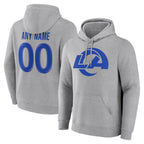 Custom LA.Rams Light Gray Pullover Hoodie Limited Game Any Name & Numbers Gdoa Stitched Jerseys