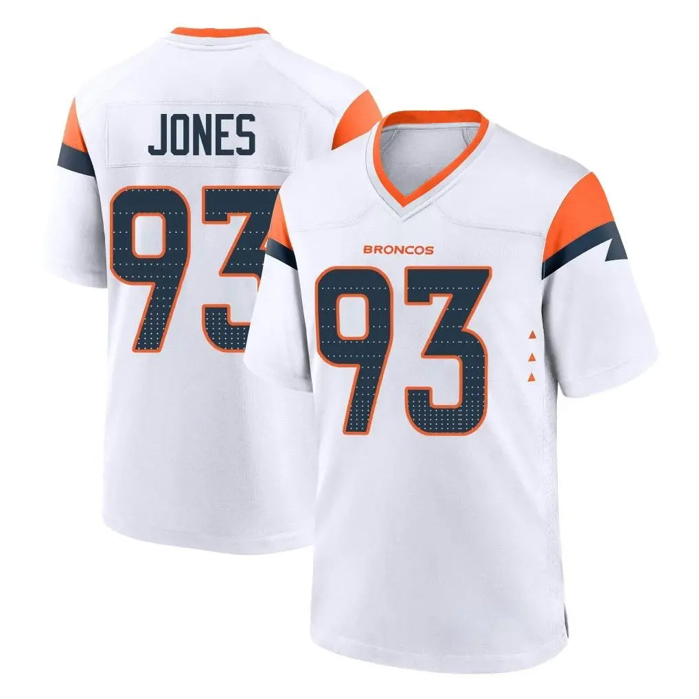 D.Broncos #93 D.J. Jones Player White Home Game Gdoa Stitched Jerseys