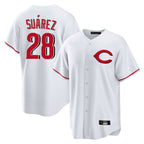 C.Reds #28 Eugenio Su¨¢rez Player White Home Game Gdoa Stitched Jerseys