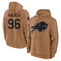 B.Bills #96 Deone Walker Player Brown Salute to Service Hoodies Gdoa Stitched Jerseys