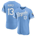 KC.Royals #13 Salvador Perez Player Light Blue Alt Limited Elite Home Gdoa Stitched Jerseys
