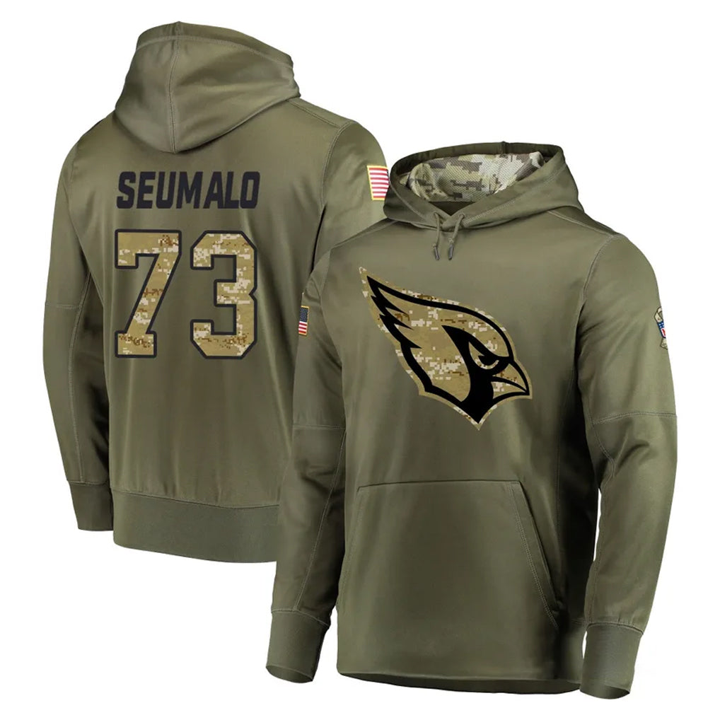 A.Cardinals #73 Isaac Seumalo Player Olive Salute to Service Pullover Hoodie Home Game Gdoa Stitched Jerseys
