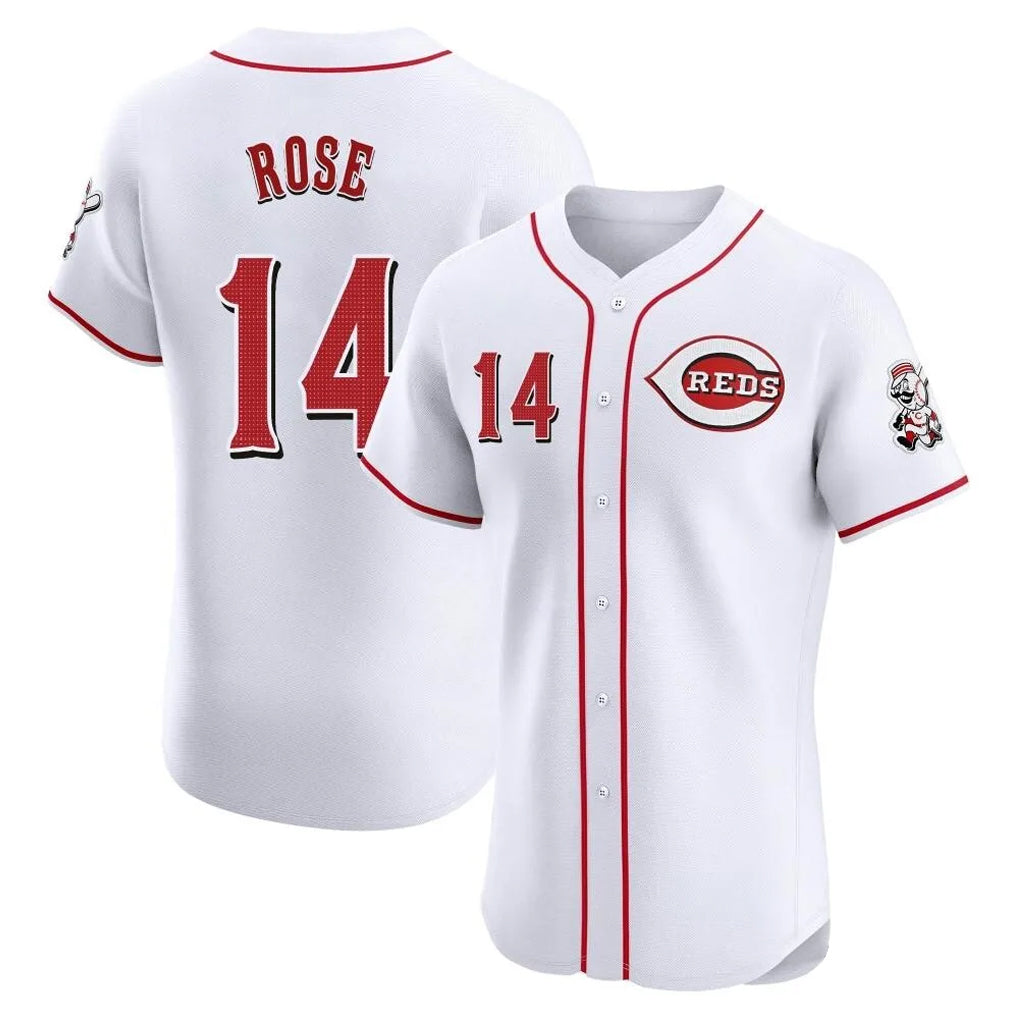 C.Reds #14 Pete Rose Player White Limited Elite Home Gdoa Stitched Jerseys