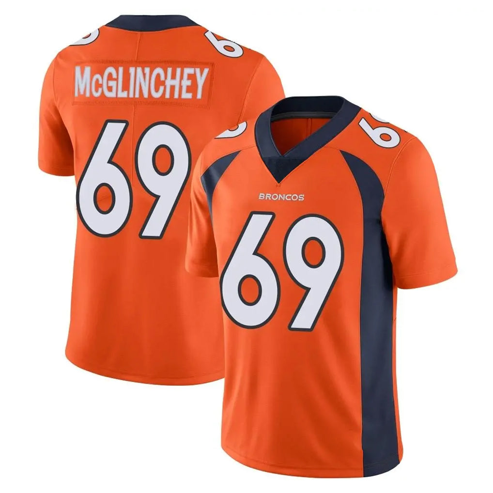 D.Broncos #69 Mike McGlinchey Player Orange Color Vapor Untouchable Limited Game Gdoa Stitched Jerseys