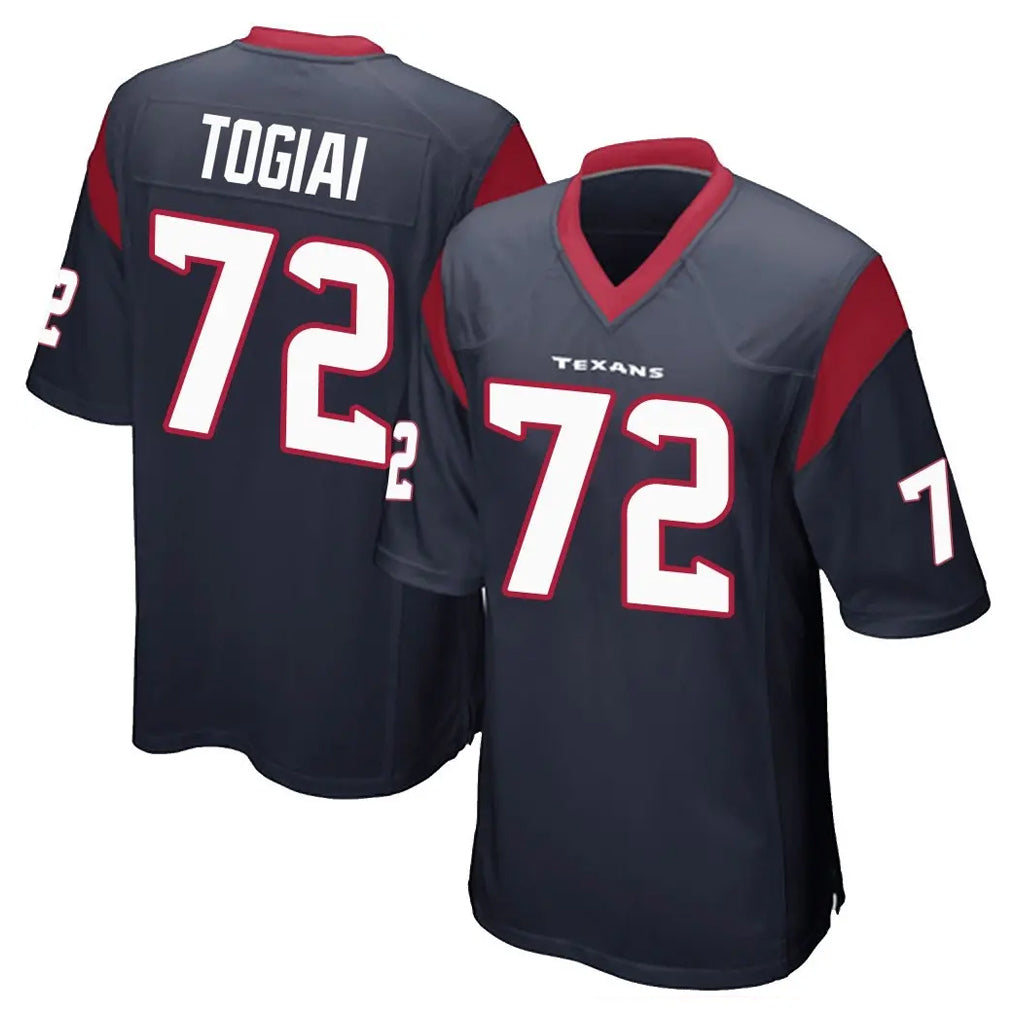 H.Texans #72 Tommy Togiai Player Navy Home Game Gdoa Stitched Jerseys