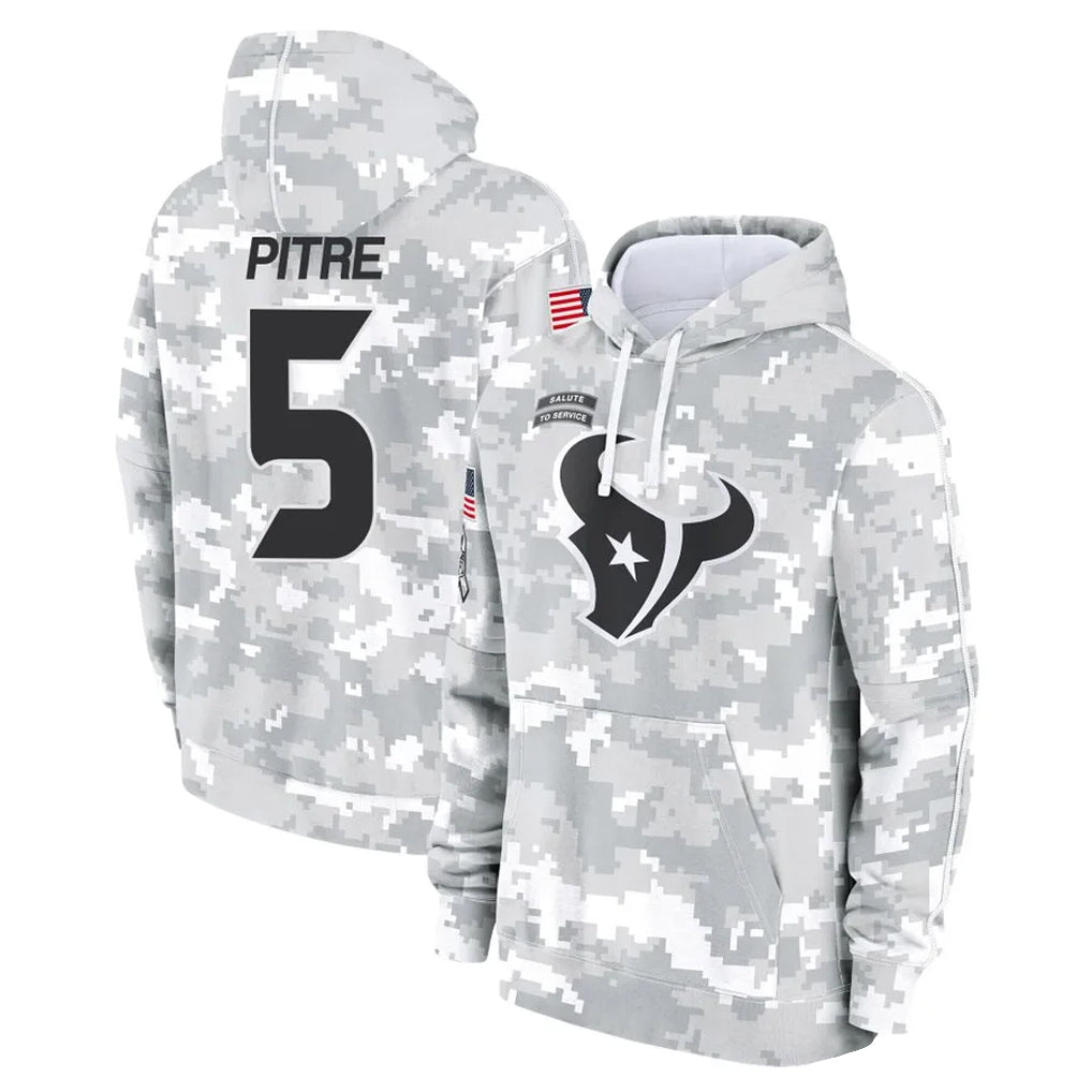 H.Texans #5 Jalen Pitre Player Arctic Camo Salute to Service Hoodies Limited Game Stitched Jerseys