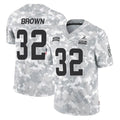 C.Browns #32 Jim Brown Player Arctic Camo Salute to Service Limited Home Game Gdoa Stitched Jerseys