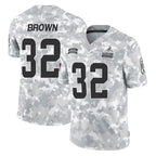 C.Browns #32 Jim Brown Player Arctic Camo Salute to Service Limited Home Game Gdoa Stitched Jerseys