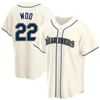 S.Mariners #22 Bryan Woo Player Cream Home Game Fdoa Stitched Jerseys