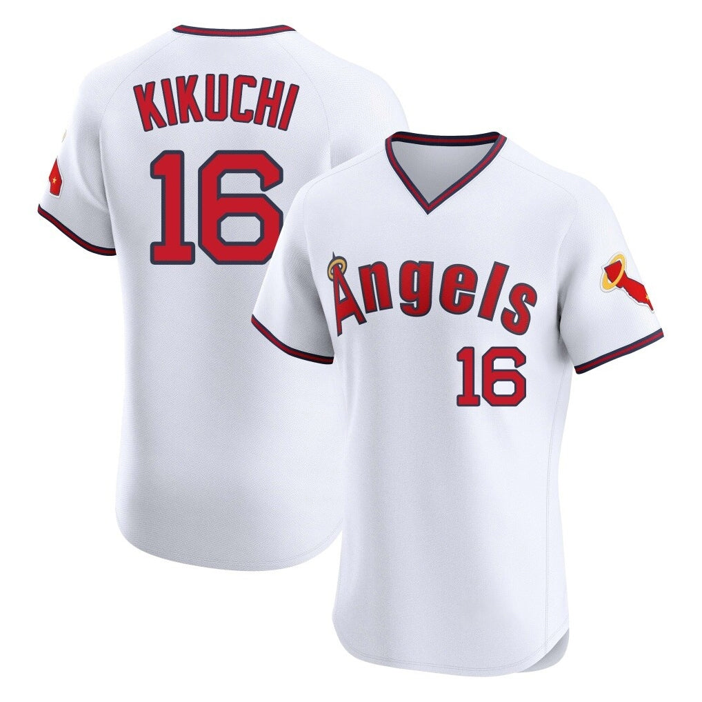 LA.Angels #16 Yusei Kikuchi Player White T-shirt Home Limited Elite Fdoa Stitched Jerseys