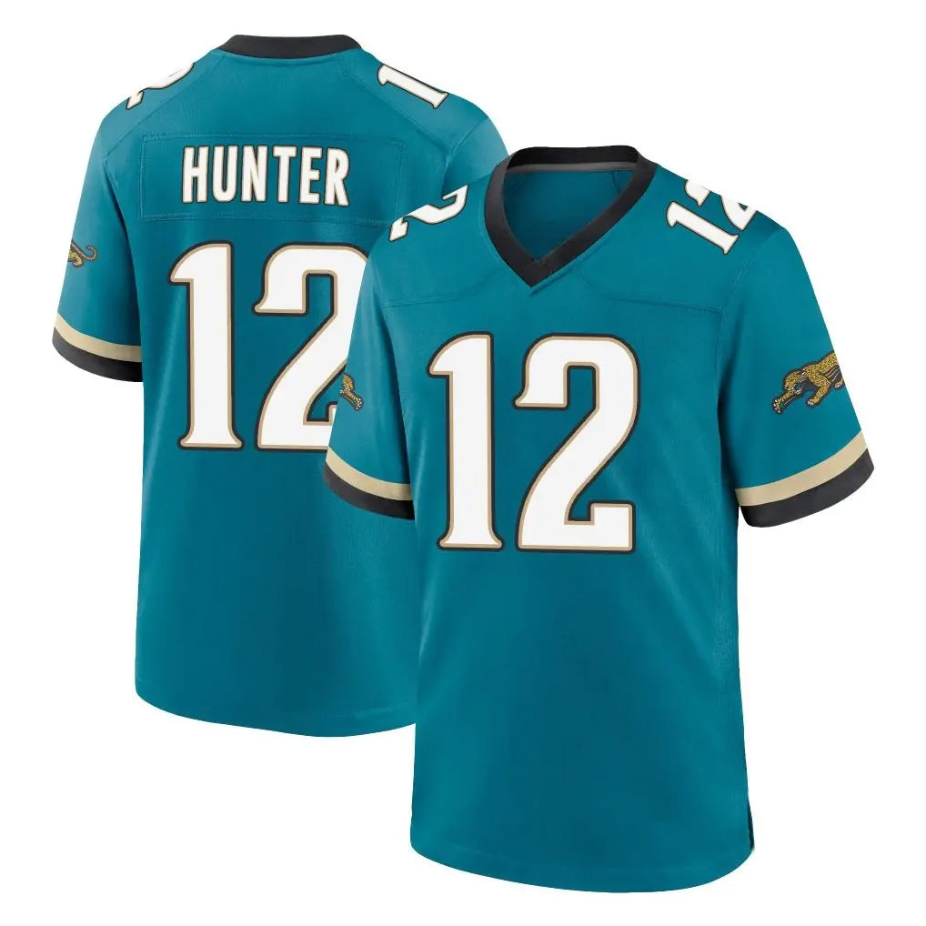 J.Jaguars #12 Travis Hunter Player Teal Prowler Throwback Limited Home Game Gdoa Stitched Jerseys