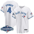 T.Blue Jays #4 George Springer Player White 2025 World Series Fdoa Stitched Jerseys