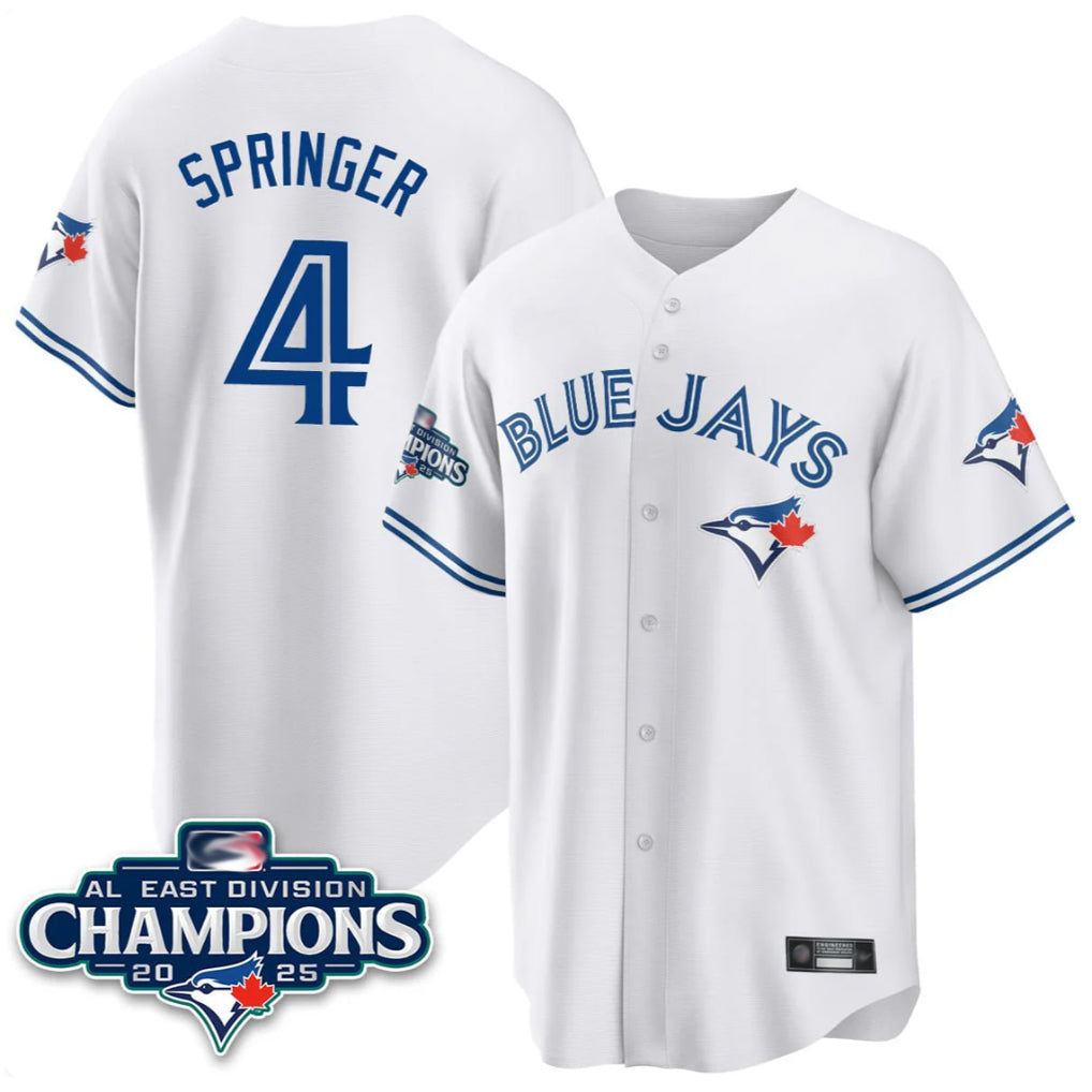 T.Blue Jays #4 George Springer Player White 2025 World Series Fdoa Stitched Jerseys