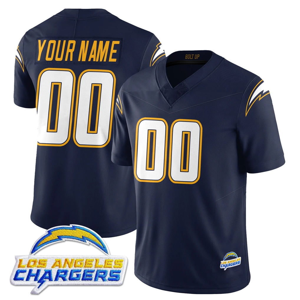 Custom LA.Chargers Navy Elite Limited Home Game Any Name & Numbers Gdoa Stitched Jerseys